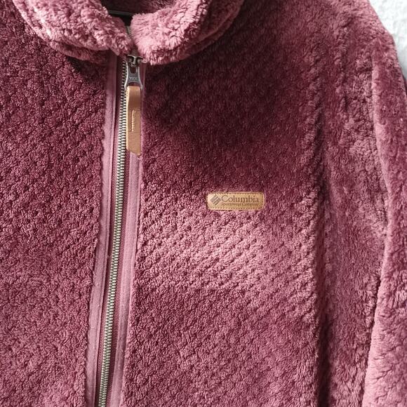 Columbia Women's Fireside Sherpa Fleece Jacket XXL FITS SMALL XL Merlot Purple - Picture 2 of 9